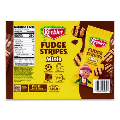 Keebler Mini Cookies, Fudge Stripes, 2 oz Pouch, 36/Box (22002517)