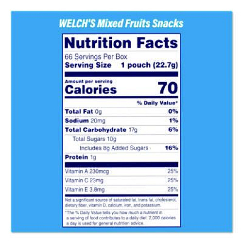 Snack Box Pros Doritos Nacho Cheese Tortilla Chips and Welch's Mixed Fruit Snacks, (50) 1oz Bag Chips, (66) 0.8 oz Pouch Fruit Snacks/Bundle (60004174)