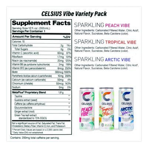 Kellogg's Celcius Vibe and Pop Tarts Variety Combo Pack,(18) 12oz Cans,(24) Frosted Strawberry/(24) Frosted Brown Sugar Cinnamon/Bundle (60004172)