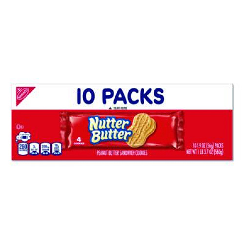 Nabisco Nutter Butter, Peanut Butter, 1.9 oz, 4 Cookies/Pack, 10 Packs/Box (07835)