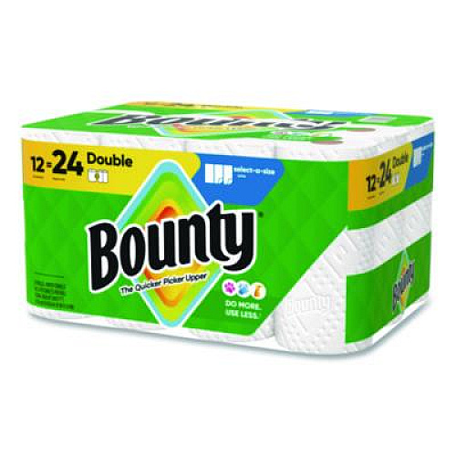 Bounty Select-a-Size Kitchen Roll Paper Towels, 2-Ply, 5.9 x 11, White, 82 Sheets/Double Roll, 12 Rolls/Carton (15705)