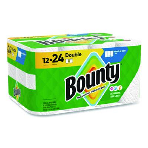 Bounty Select-a-Size Kitchen Roll Paper Towels, 2-Ply, 5.9 x 11, White, 82 Sheets/Double Roll, 12 Rolls/Carton (15705)
