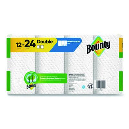 Bounty Select-a-Size Kitchen Roll Paper Towels, 2-Ply, 5.9 x 11, White, 82 Sheets/Double Roll, 12 Rolls/Carton (15705)