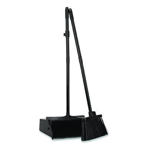 Carlisle Duo-Pan Upright Dust Pan and Broom, 11.8w x 36h, 24.5" Handle, Plastic, Black (36141503)