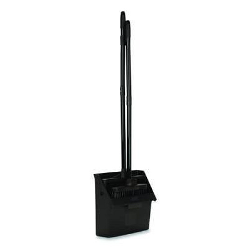Carlisle Duo-Pan Upright Dust Pan and Broom, 11.8w x 36h, 24.5" Handle, Plastic, Black (36141503)