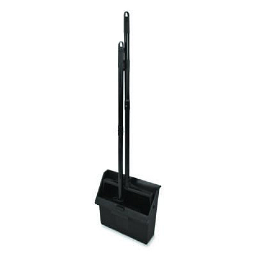 Carlisle Duo-Pan Upright Dust Pan and Broom, 11.8w x 36h, 24.5" Handle, Plastic, Black (36141503)
