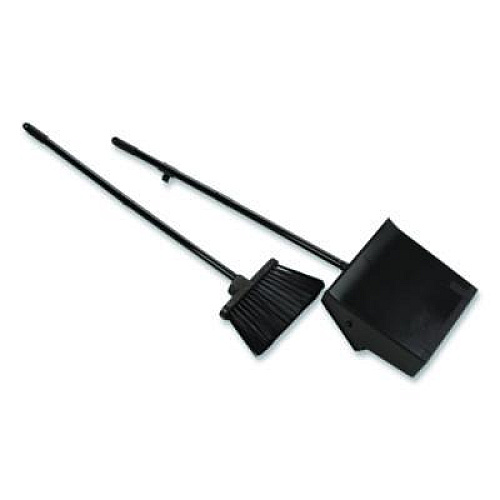 Carlisle Duo-Pan Upright Dust Pan and Broom, 11.8w x 36h, 24.5" Handle, Plastic, Black (36141503)
