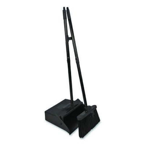 Carlisle Duo-Pan Upright Dust Pan and Broom, 11.8w x 36h, 24.5" Handle, Plastic, Black (36141503)