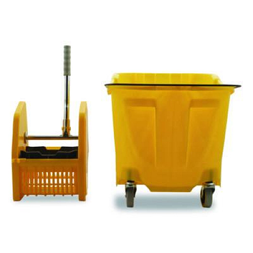 Carlisle OmniFit Mop Bucket with Down Press Wringer, 35 qt, Yellow (4690404)