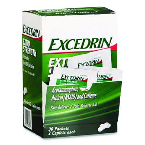 Excedrin X-Strength Caplets, 2 Caplets/Packet, 30 Packets/Box (2756950)