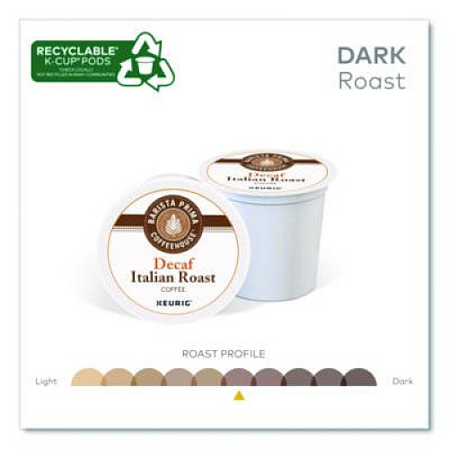 Barista Prima Coffeehouse Decaf Italian Roast Coffee K-Cups, 24/Box, 4 Boxes/Carton (8506CT)