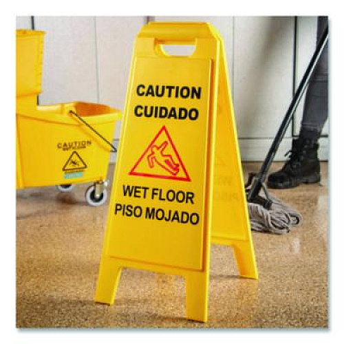 Carlisle Wet Floor Sign (English/Spanish), 11 x 25 x 25, Yellow (3690000)