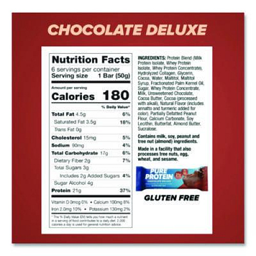 Balance Bar Pure Protein Bar, Chocolate Deluxe, 1.76 oz Bar, 6/Box (NRN13809)