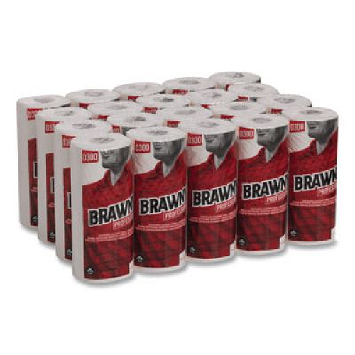 Brawny Professional Premium DRC Perforated Roll Wipers, 1-Ply, 11 x 9.38, Unscented, White, 84/Roll, 20 Rolls/Carton (20085)