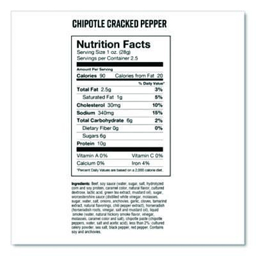 Chef's Cut Real Steak Jerky, Chipolte Cracked Pepper, 2.5 oz Bag (CCR00501)