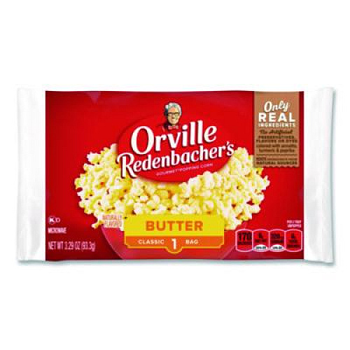 Orville Redenbacher's Gourmet Microwave Popcorn, Butter, 3.29 oz Bag, 36/Carton (GOV48060)