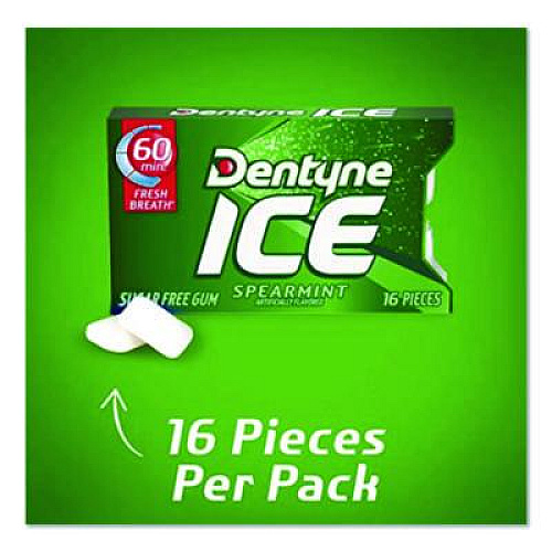 Dentyne Ice Sugarless Gum, Spearmint, 16 Pieces/Pack, 9 Packs/Box (AMC31500)