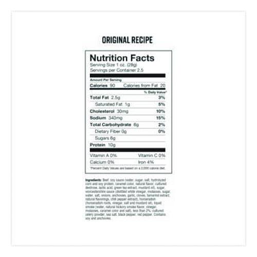 Chef's Cut Real Steak Jerky, Original Recipe, 2.5 oz Bag (CCR00500)