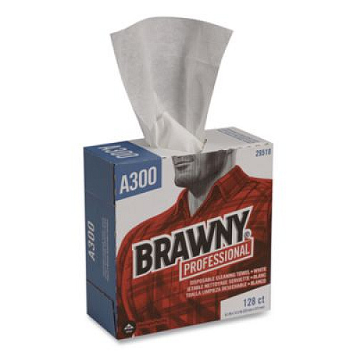 Brawny Professional Airlaid Medium Duty Wipers, Cloth, 1-Ply, 9.2 x 12.4, Unscented, White, 128/Box, 10 Boxes/Carton (29518CT)