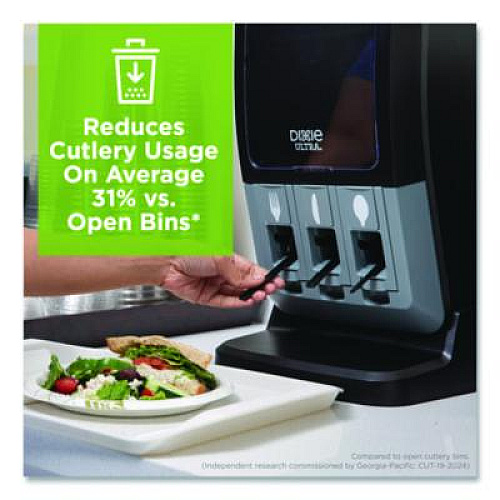 Dixie SmartStock Tri-Tower Dispenser, Holds Forks/Knives/Spoons, 13.16 x 16.07 x 31.03, Black/Gray (DUSSTDSP3)