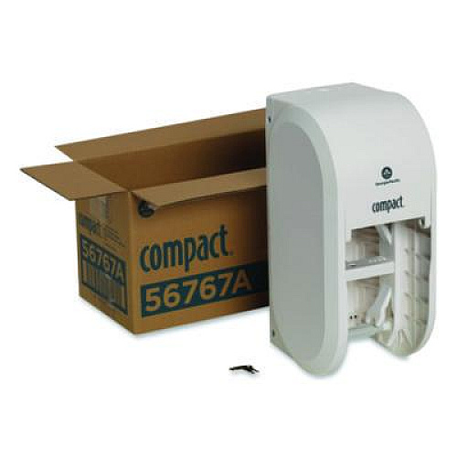 Georgia Pacific Professional Compact Vertical Double-Roll Coreless Tissue Dispenser, 14.06 x 6.69 x 8.19, White (56767A)