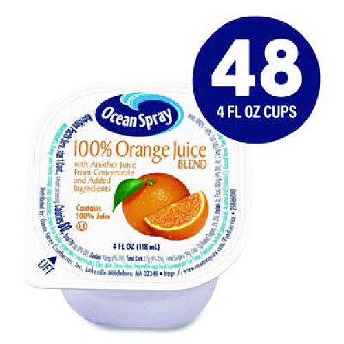 Ocean Spray No-Thaw 100% Juice Cups, Orange, 4 oz Cups, 48/Carton (22002526)