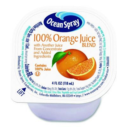 Ocean Spray No-Thaw 100% Juice Cups, Orange, 4 oz Cups, 48/Carton (22002526)