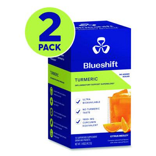 Blueshift Turmeric Citrus Medley Drink Mix, Citrus Medley Flavor, 0.16 oz Packets, 10/Pack, 2 Packs/Carton (60004166)