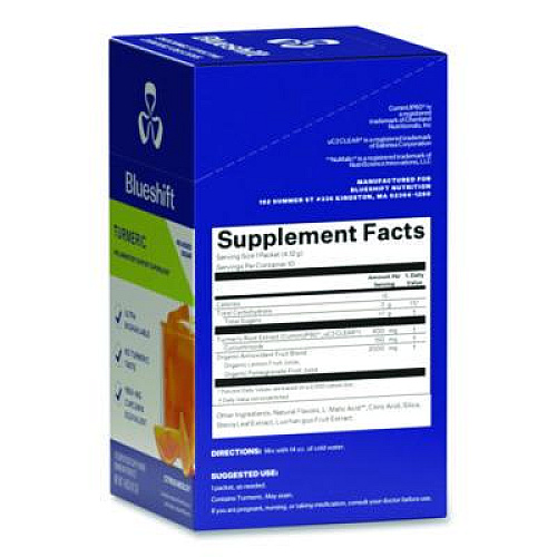 Blueshift Turmeric Citrus Medley Drink Mix, Citrus Medley Flavor, 0.16 oz Packets, 10/Pack, 2 Packs/Carton (60004166)