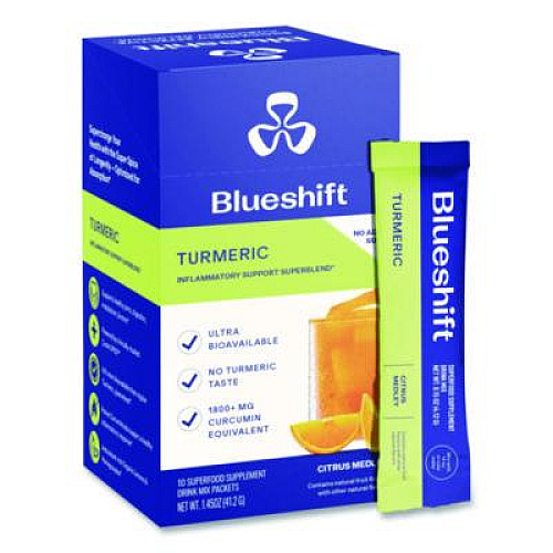 Blueshift Turmeric Citrus Medley Drink Mix, Citrus Medley Flavor, 0.16 oz Packets, 10/Pack, 2 Packs/Carton (60004166)