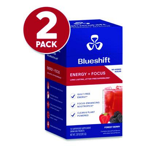 Blueshift Energy and Focus Forest Berry Drink Mix, 0.24 oz Packets, 10/Pack, 2 Packs/Carton (60004167)