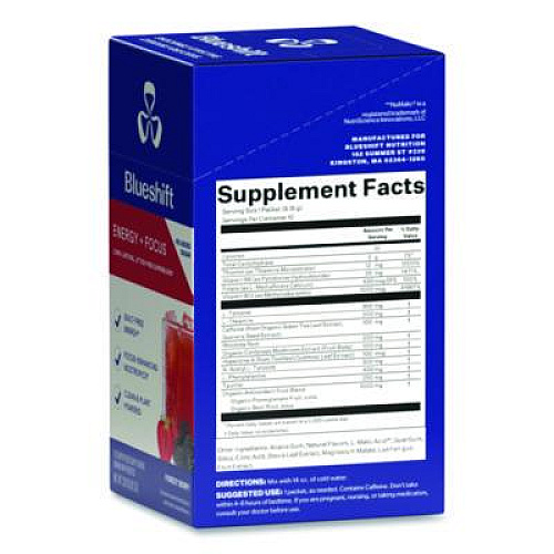 Blueshift Energy and Focus Forest Berry Drink Mix, 0.24 oz Packets, 10/Pack, 2 Packs/Carton (60004167)