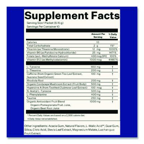 Blueshift Energy and Focus Forest Berry Drink Mix, 0.24 oz Packets, 10/Pack, 2 Packs/Carton (60004167)
