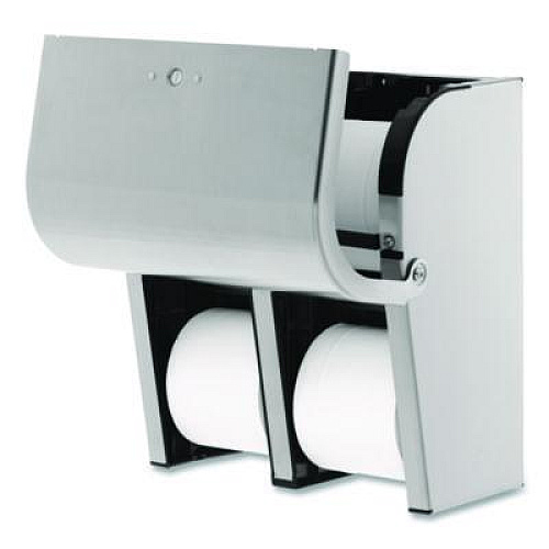 Georgia Pacific Professional Compact Quad Vertical Four-Roll Coreless Dispenser, 11.75 x 6.9 x 13.25, Stainless Steel (56748)