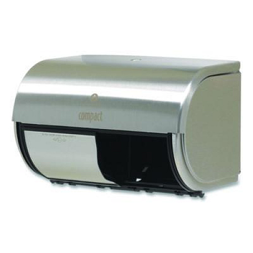 Georgia Pacific Professional Compact Coreless Side-by-Side Double Roll Tissue Dispenser, 10.13 x 6.75 x 7.13, Stainless Steel (56798)