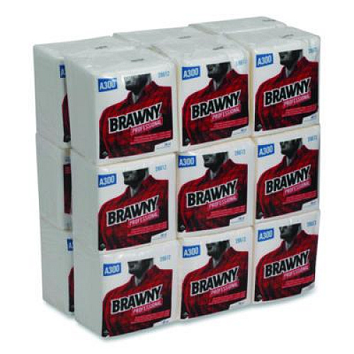 Brawny Professional Professional Cleaning Towels, 1-Ply, 12 x 13, White, 50/Pack, 18 Packs/Carton (28612)