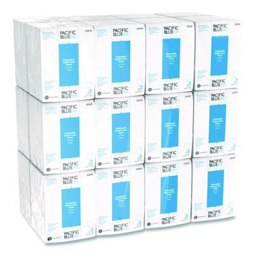 Georgia Pacific Professional Pacific Blue Select Disposable Patient Care Washcloths, 1-Ply, 10 x 13, Unscented, White, 55/Pack, 24 Packs/Carton (29506)