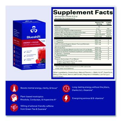 Blueshift Variety Pack Drink Mix, Assorted Flavors, Individual Packets, 10/Pack. 4 Packs/Carton (60004169)
