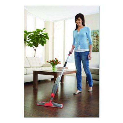 Rubbermaid Commercial Reveal Microfiber Spray Mop Kit, Microfiber Head, 54.5" Silver/Black Handle (1M15GRYRD)