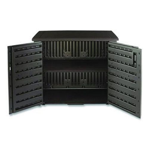 Rubbermaid Bridgeport Storage Cabinet, 16.44 cu ft, 4 ft x 2 ft x 3 ft, Black Oak (1889849)