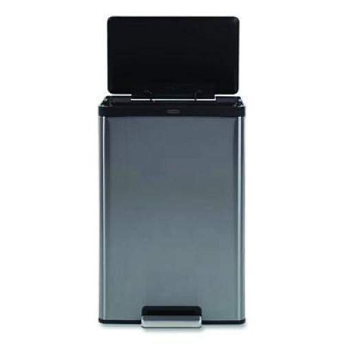 Rubbermaid Elite Step-On Trash Can, 12 gal, Metal, Charcoal Stainless Steel/Black (2112520)