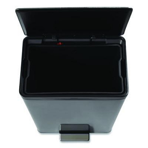 Rubbermaid Elite Step-On Trash Can, 12 gal, Metal, Charcoal Stainless Steel/Black (2112520)