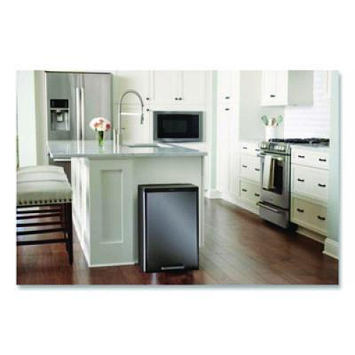Rubbermaid Elite Step-On Trash Can, 12 gal, Metal, Charcoal Stainless Steel/Black (2112520)