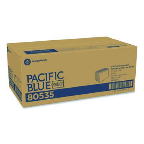 Georgia Pacific Professional Pacific Blue Select Disposable Patient Care Washcloths, 1-Ply, 9.5 x 13, Unscented, White, 50/Pack, 20 Packs/Carton (80535)