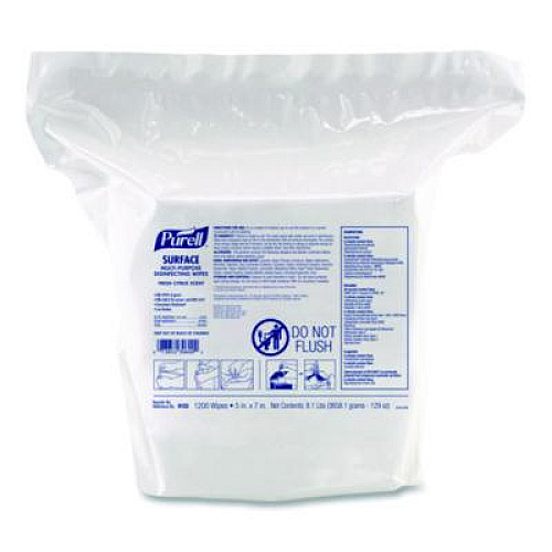 PURELL Surface Multi-Purpose Disinfecting Wipes, 1-Ply, 5 x 7, Fresh Citrus, White, 2/Carton (910302CT)