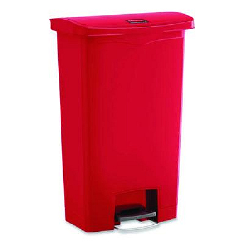 Rubbermaid Commercial Slim Jim Streamline Resin Step-On Container, 24 gal, Resin, Red (1883570)