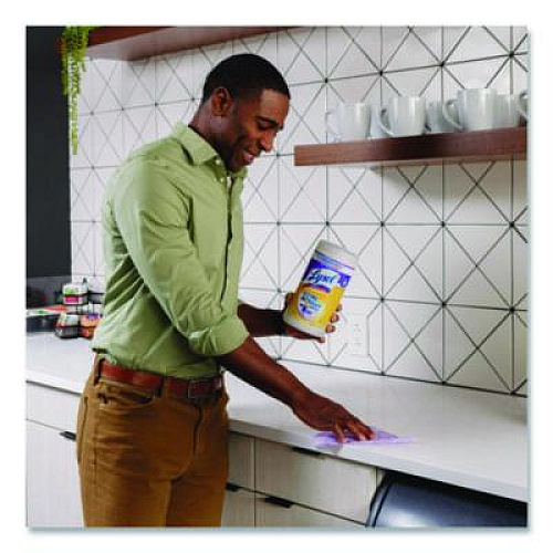 LYSOL Brand Dual Action Disinfecting Wipes, 1-Ply, 7 x 7.25, Citrus, White/Purple, 75/Canister (81700)