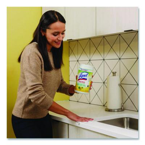 LYSOL Brand Disinfecting Wipes II Fresh Citrus, 1-Ply, 7 x 7.25, White, 70 Wipes/Canister, 6 Canisters/Carton (49128CT)