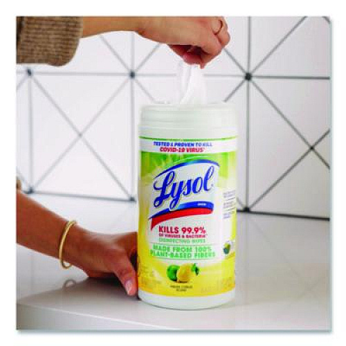 LYSOL Brand Disinfecting Wipes II Fresh Citrus, 1-Ply, 7 x 7.25, White, 70 Wipes/Canister, 6 Canisters/Carton (49128CT)