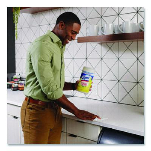 LYSOL Brand Disinfecting Wipes, 1-Ply, 7 x 7.25, Lemon and Lime Blossom, White, 80 Wipes/Canister, 3 Canisters/Pack (84251PK)